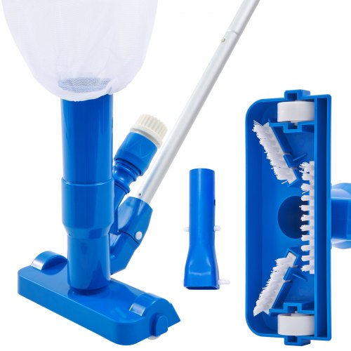 VEVOR Portable Pool Vacuum, Handheld Pool Vacuum Cleaner with 3 Scrub Brushes & 56" 6 Sections Pole, Swimming Pool Jet Cleaner for Above Ground Pool, 
