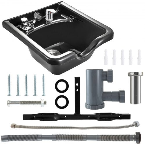 VEVOR Shampoo Basin, Black Hairdresser Sink Shampoo Bowl Sink,  ABS Plastic Salon and Spa Hair Washing Sink, Hair Backwash Basin Beauty Salon Equipmen