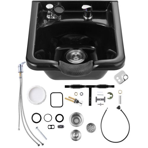 VEVOR Shampoo Basin, Black Hairdresser Sink Shampoo Bowl Sink,  ABS Plastic Salon and Spa Hair Washing Sink, Hair Backwash Basin Beauty Salon Equipmen