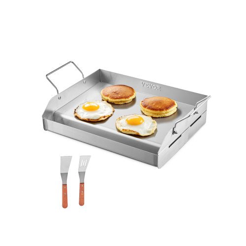 VEVOR Stainless Steel Griddle, 17x13 inch Universal Flat Top Rectangular Plate, Gas Grill Griddle for BBQ Grill, Teppanyaki, Portable Family Cookware
