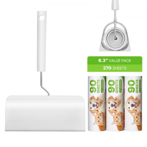 VEVOR Sticky Lint Roller, 3 Pack Large Pet Hair Rollers Remover Set, 270 Sheets Extra Sticky Lint Roller with Upgraded Handle, Portable Cat and Dog Ha