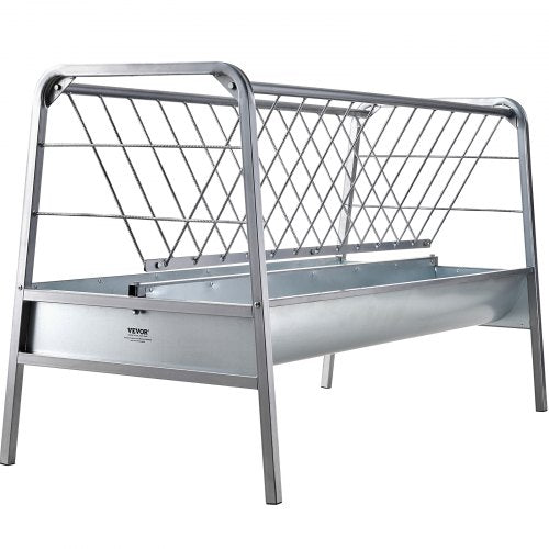 VEVOR Livestock Hay Feeder, 2 in 1 Grain & Hay Feeder, 80-Gallon Capacity Pasture Feeder, 59" Long Goat Hay Feeder with Deeper Feeding Pan, Heavy Duty