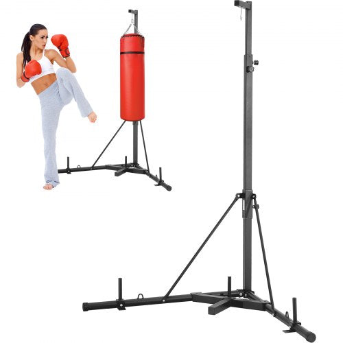VEVOR Punching Bag Stand, Steel Heavy Duty Workout Training Equipment, Adjustable Height Boxing Punching Stand with Weighted Base, Holds Up to 400 lbs