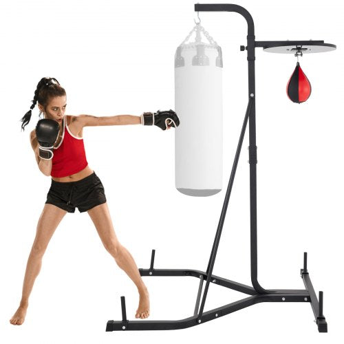 VEVOR Heavy Bag Stand with Speed Ball , Height Adjustable Punching Bag Stand, Foldable Boxing Bag Stand Steel Sandbag Rack Freestanding Up to 132 lbs 