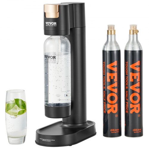 VEVOR Sparkling Water Maker, Soda Maker Machine for Home Carbonating, Seltzer Water Starter Kit with BPA-free 1L PET Bottle, 2 CO2 Cylinders, Compatib