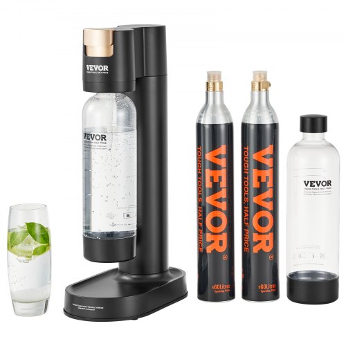 VEVOR Sparkling Water Maker, Soda Maker Machine for Home Carbonating, Seltzer Water Starter Kit with 2 BPA-free 1L PET Bottles, 2 CO2 Cylinders, Compa