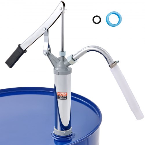 VEVOR Drum Pump, 10 oz. Per Stroke, Lever-Action Barrel Pump, Fits 5 to 55 Gallon Drums with 2-Piece Telescopic Suction Tube & Hose, Hand Operated, De