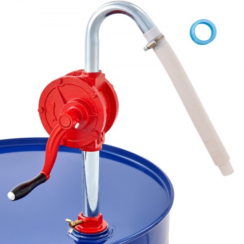 VEVOR Drum Pump, 5 GPM Flow, Rotary Barrel Pump Hand Crank, Fits 5 to 55 Gallon Drums with 3-Section Suction Tube Assembly and Hose, Designed to Trans