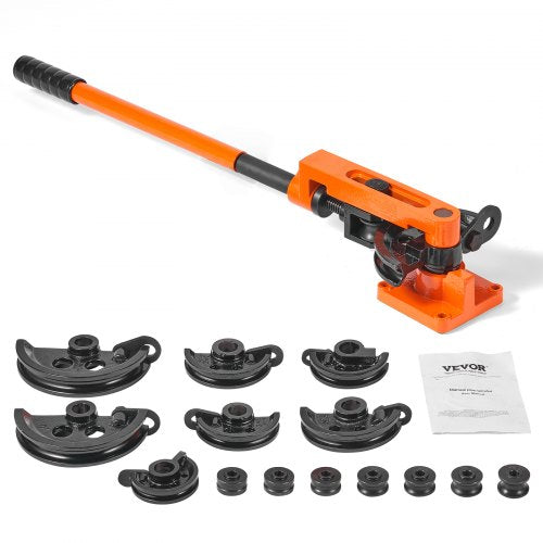 VEVOR Pipe Tube Bender, 3-8" to 1" OD Manual Pipe Tube Bender with 7 Bending Dies, 180° Copper Aluminum Pipes Bending Tools for HVAC Air Conditioning