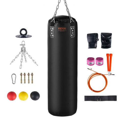VEVOR Punching Bag for Adults, 4ft PVC Heavy Boxing Bag Set, Punching Bag with Chains and Gloves, Hanging Boxing Bag for MMA Karate Judo, Muay Thai Ki