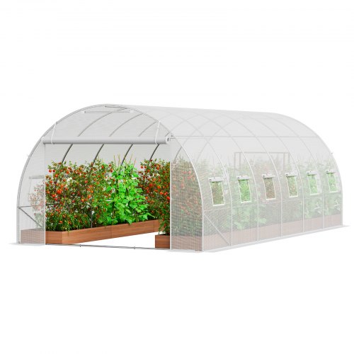 VEVOR Walk-in Tunnel Greenhouse, 19.4x9.7x6.5 ft Hoop House Greenhouse Tunnel, Plant Hot House with Galvanized Steel Frame, White PE Cover, Roll-up Zi