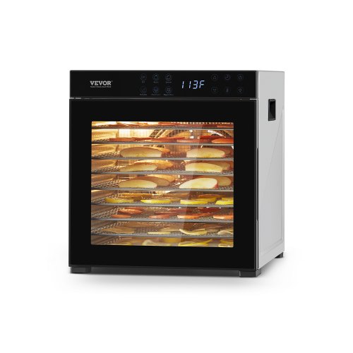 VEVOR Food Dehydrator Machine, 10 Stainless Steel Trays, 1000W Electric Food Dryer with Adjustable Temperature & 24-Hour Timer, Freeze Dryer for Jerky