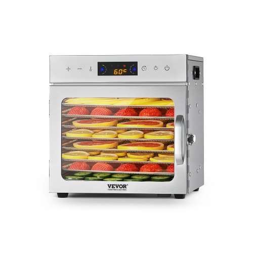 VEVOR Food Dehydrator Machine, 8 Stainless Steel Trays, 400W Electric Food Dryer with Adjustable Temperature & 24-Hour Timer, Freeze Dryer for Jerky,