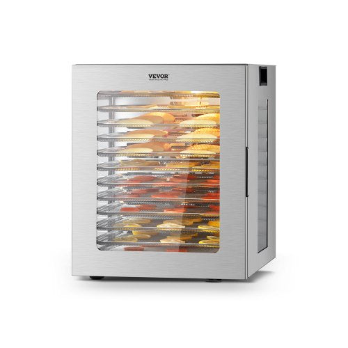 VEVOR Food Dehydrator Machine, 12 Stainless Steel Trays, 850W Electric Food Dryer with Adjustable Temperature & 24-Hour Timer, Freeze Dryer for Jerky,