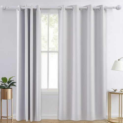 VEVOR Blackout Curtains, White Blocking Drapes for Bedroom and Living Room, 2 Panels Set Grommet Room Darkening Curtain, Solid Thermal Insulated Drape