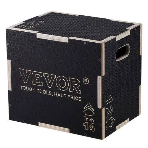 VEVOR 3 in 1 Plyometric Jump Box, 16/14/12 Inch Wooden Plyo Box, Platform & Jumping Agility Box, Anti-Slip Fitness Exercise Step Up Box for Home Gym T Matron Inn