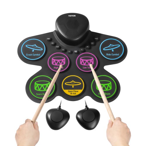 VEVOR Electric Drum Set, 7 Pads, Roll-up Drum Practice Pad, Electronic Drumset with Headphone