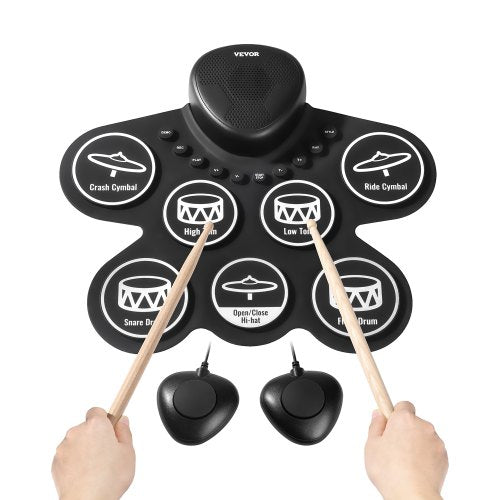 VEVOR Electric Drum Set, 7 Pads, Roll-up Drum Practice Pad, Electronic Drumset with Headphone