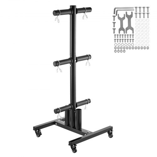 VEVOR Weight Plate Rack, Vertical Weight Plate Tree for 2-Inch Weight Plates, Standard Weight Plate Tree with Wheels, 1000 lbs Load Capacity Weight St