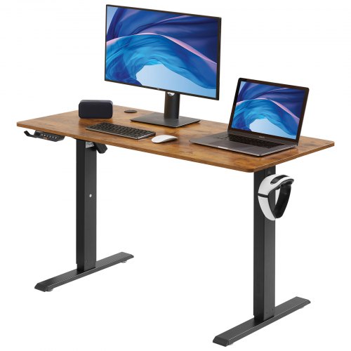 VEVOR Height Adjustable Desk, 55.1 x 23.6 in, 3-Key Modes Electric Standing Desk,Whole Piece Desk Board, Sturdy Dual Metal Frame, Max. Bearing 180 LBS