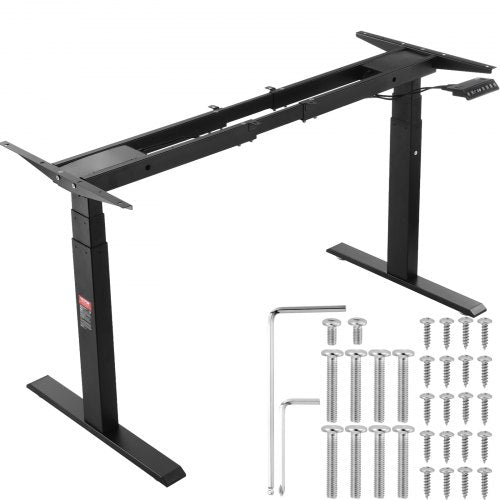 VEVOR Standing Desk Frame Dual Motor, Adjustable 26"-50.8" Height & 43.3"-70.1" Length Electric Stand Up Computer Desk Legs, Ergonomic Workstation Bas
