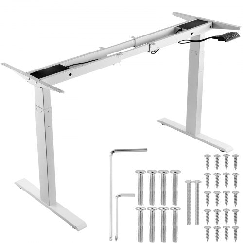 VEVOR Standing Desk Frame Dual Motor, Adjustable 27.6"-46.1" Height & 43.3"-70.1" Length Electric Stand Up Computer Desk Legs, Ergonomic DIY Workstati