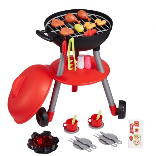 VEVOR 28 PCS BBQ Grill Playset, Kids Toys Kitchen Playset with Sound & Light, Little Chef Play, Interactive Grill Play Food Cooking Playset Barbecue T