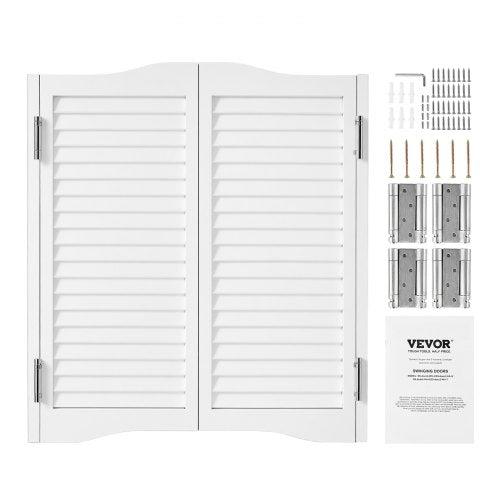 VEVOR Double Saloon Doors, 32"W x 36" H Arched Top Interior Swinging Cafe Doors, Premium Pine Wood, with Hinges & Hardware Kit, Easy to Install, for H