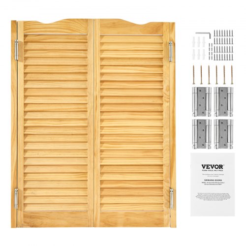 VEVOR Double Saloon Doors, 32"W x 42" H Arched Top Interior Swinging Cafe Doors, Premium Pine Wood, with Hinges & Hardware Kit, Easy to Install, for H