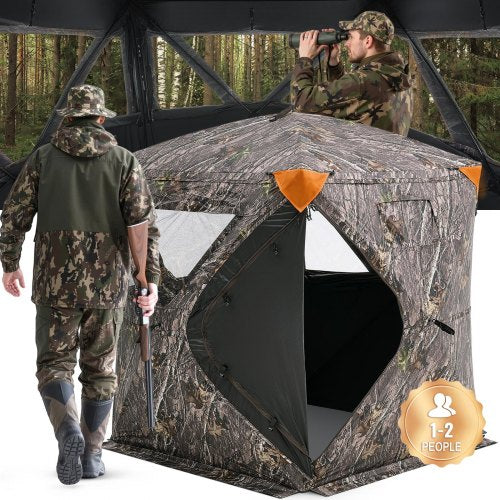 VEVOR Hunting Blind, 270° Ground Blind, 1-2 Person Pop Up Deer Blind for Hunting with Carrying Bag, Portable Resilient Hunting Tent, 3 Horizontal Wind