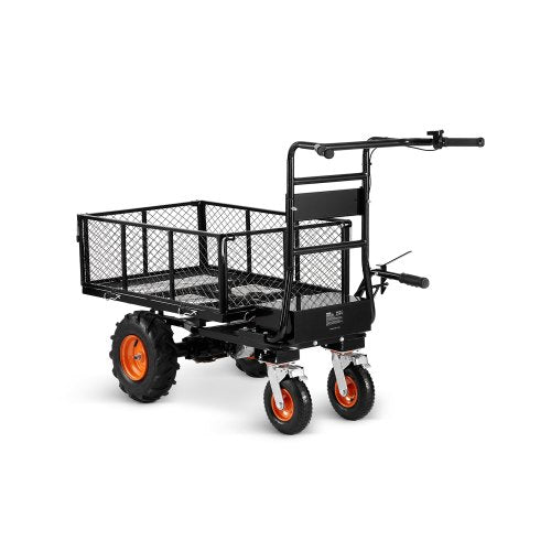 VEVOR Electric Utility Cart, 660lbs Capacity Power Wagon, 36V 432W Battery Powered Steel Garden Cart with Brake, Heavy Duty Electric Assist Wagon, Mat
