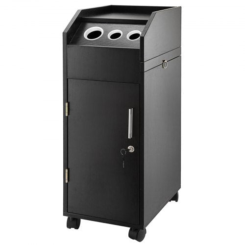 VEVOR Black Beauty Salon Trolley Storage Cart Salon SPA Trolley Cart with 4 Plastic Salon Storage Drawers Sliding Wheels 3 Hair Dryer Holes with Space