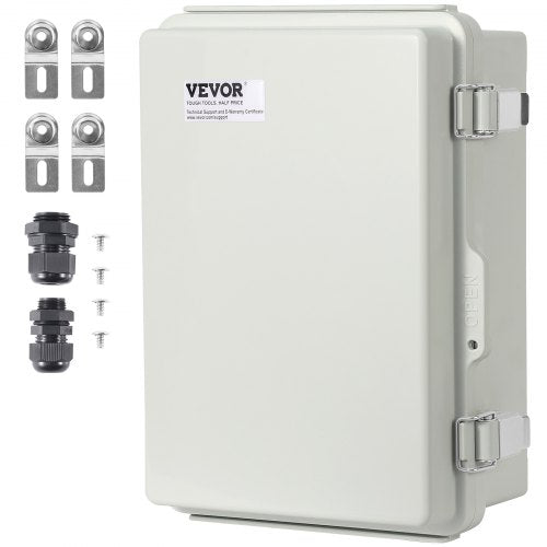 VEVOR Outdoor Electrical Junction Box, 11.81 x 7.87 x 7.08 in, ABS Plastic Electrical Enclosure Box with Hinged Cover Stainless Steel Latch, IP67 Dust