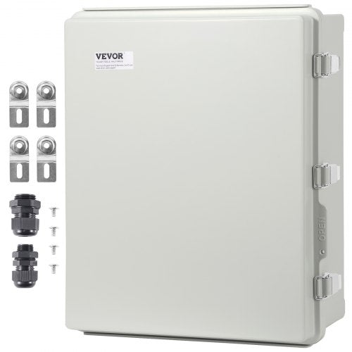 VEVOR Outdoor Electrical Junction Box, 350 x 250 x 150 mm, ABS Plastic Electrical Enclosure Box with Hinged Cover Stainless Steel Latch, IP67 Dustproo