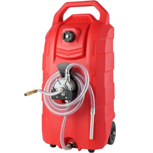 VEVOR 16 Gallon Fuel Caddy, 7.8 L-min, Portable Gas Storage Tank Container with Hand Pump Rubber Wheels, Fuel Transfer Storage Tank for Gasoline Diese