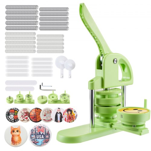 VEVOR Button Maker Machine, 32 mm - 58 mm 2-in-1, Plastic Pin Maker with 200 pcs Button Parts, Circle Cutter and Magic Book, Reinforced Ergonomic Hand