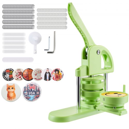 VEVOR Button Maker Machine, 75 mm, Plastic Pin Maker with 100pcs Button Parts, Circle Cutter and Magic Book, Reinforced Ergonomic Handle, for DIY Badg