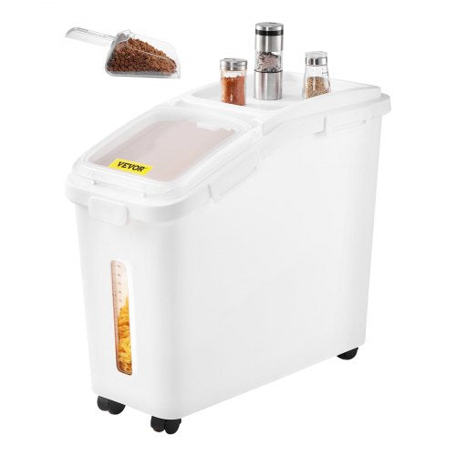 VEVOR Rice Storage Container, 11.4Gallon-50L Capacity Large Dog Food Dispenser Bin, Kitchen Ingredient Grain Cereal Flour Bin, Pet food Containers wit