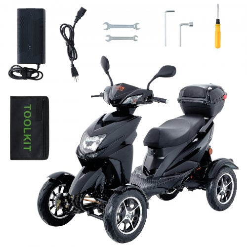 VEVOR Heavy Duty 4-Wheel Mobility Scooters for Seniors & Adults 450lbs Capacity - 40 Miles 3-Speed Long Range, 500W All Terrain Electric Recreational