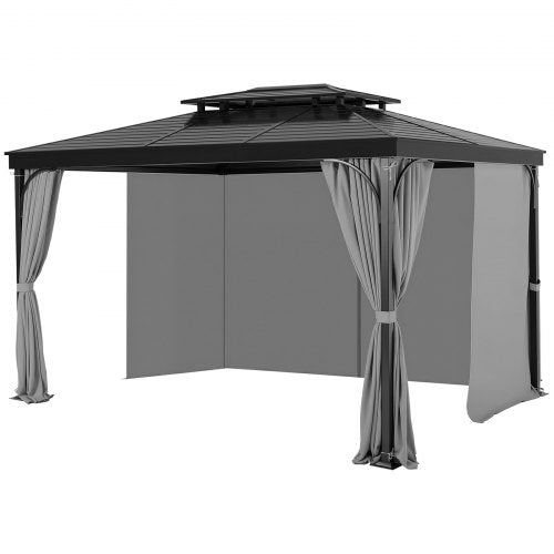 VEVOR Gazebo Curtains Outdoor, Fit Most 10' x 10' x 6.7' Gazebos, 4-Panel Sidewall Gazebo Privacy Curtains with Zippers, 6.7' Tall Outdoor Curtain Rep