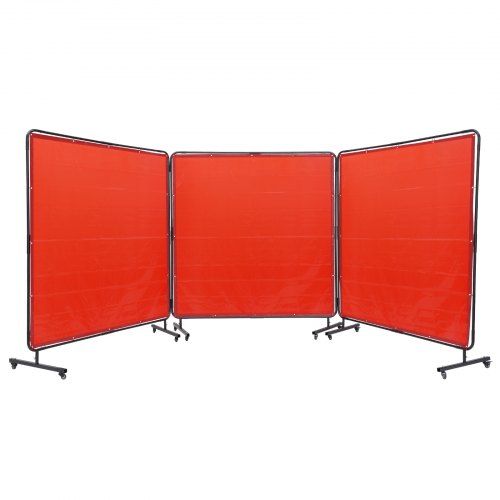 VEVOR Welding Screen with Frame, 1.8 x 1.8 m 3 Panel Welding Curtain Screens, Flame-Resistant Vinyl Welding Protection Screen on 12 Swivel Wheels (6 L