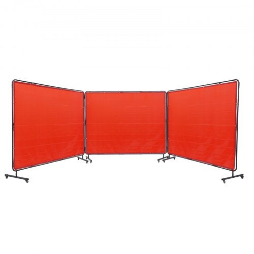 VEVOR Welding Screen with Frame, 1.8 x 2.4 m 3 Panel Welding Curtain Screens, Flame-Resistant Vinyl Welding Protection Screen on 12 Swivel Wheels (6 L