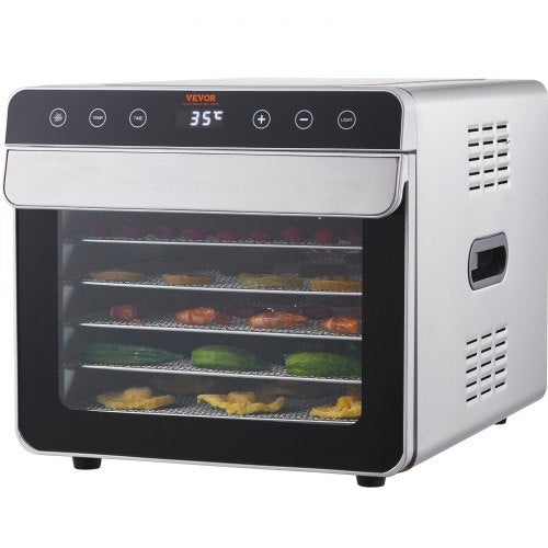 VEVOR Food Dehydrator Machine, 6 Stainless Steel Trays, 700W Electric Food Dryer w- Digital Adjustable Timer & Temperature for Jerky, Herb, Meat, Beef