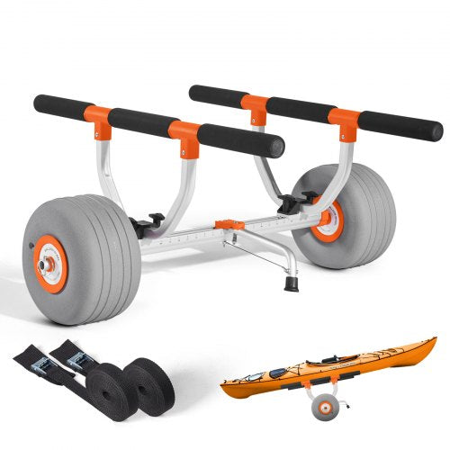 VEVOR Kayak Cart, 158.8 kg Load Capacity, Kayak Trolley with 30.5 cm Inflatable PU Tires & 2 Straps, Assembles & Disassembles Within Seconds, Paddle B
