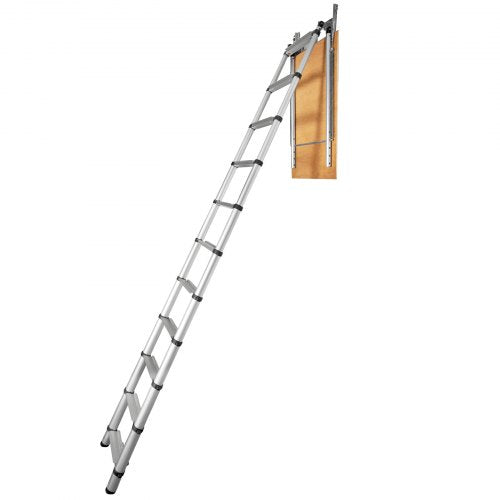VEVOR Attic Ladder Telescoping, 158.76kg Capacity, 100cm x 59.94cm,Multi-Purpose Aluminium Extension, Lightweight and Portable,Fits298.7cm-320.04cmCei