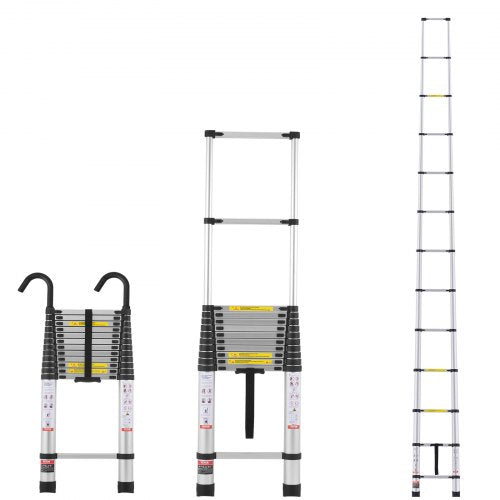 VEVOR Telescoping Ladder, 16.4FT Aluminum Lightweight Extension Ladder, Multi-button Retraction Collapsible Ladder, 375 LBS Capacity with Non-slip Fee
