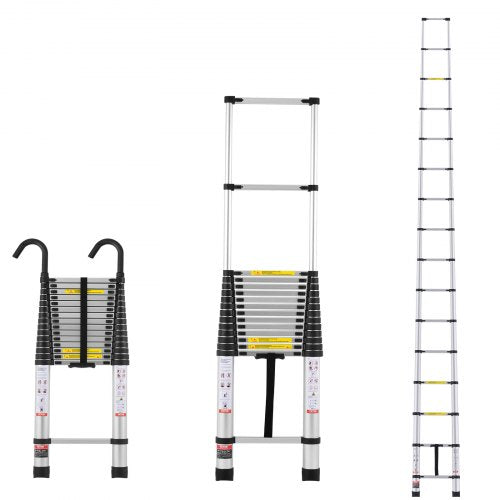VEVOR Telescoping Ladder, 20.3FT Aluminum Lightweight Extension Ladder, Multi-button Retraction Collapsible Ladder, 375 LBS Capacity with Non-slip Fee