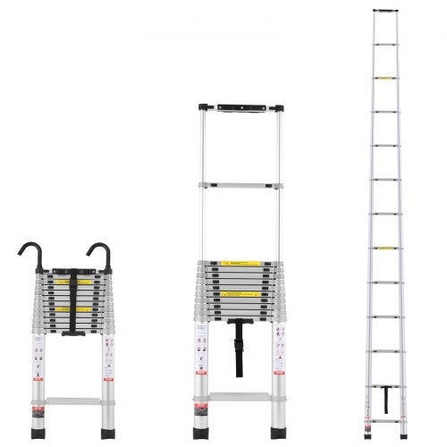 VEVOR Telescoping Ladder, 16.5FT Aluminum Lightweight Extension Ladder, Multi-button Retraction Collapsible Ladder, 419 LBS Capacity with Non-slip Fee