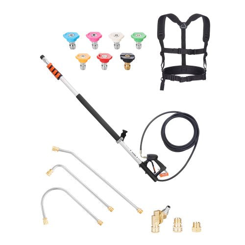 VEVOR Pressure Washer Telescoping Wand, 24 ft, 4000 psi, Telescopic Spray Wand with Power Washer Extension Wands, Gutter Cleaner, Pivoting Coupler, 7