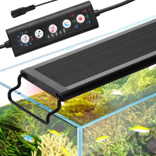 VEVOR Aquarium Light, 14W Full Spectrum Fish Tank Light with 24-7 Natural Mode, Adjustable Timer & 5-Level Brightness, with Aluminum Alloy Shell Exten